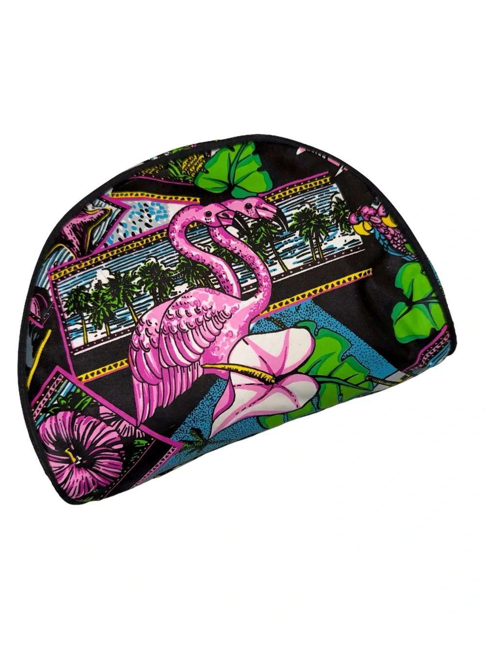 Vintage Caboodles Neon Flamingo Pouch 6x7 Nylon Tropical 80s 90s RN87429